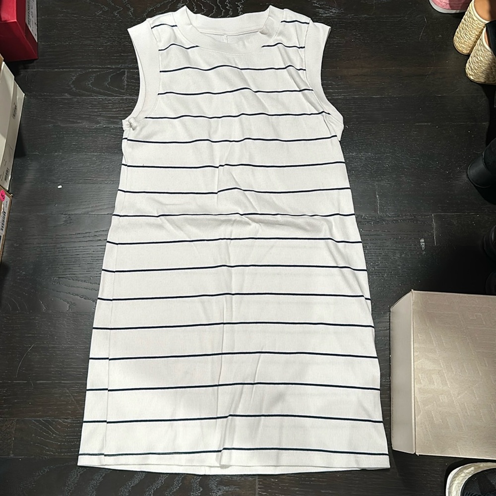 A New Day women’s size medium muscle tank dress. White/Navy Stripe